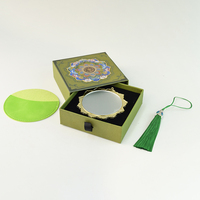 Espejo DE FLOR DE Mandala de serie rosa y verde, hermoso espejo de maquillaje portátil, artesanías de cristal, regalo espiritual