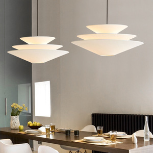 Lampe suspendue moderne blanche ronde E27 avec interrupteur pour salle à manger, café, décoration - Product Image 2