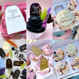 Hstyle Halloween Halloween Halloween Toppers Cupcake <span class=keywords><strong>specchio</strong></span> inciso torta picconi decorazione Cupcake Halloween felice oggetti di scena PQ195 - Product Image 2