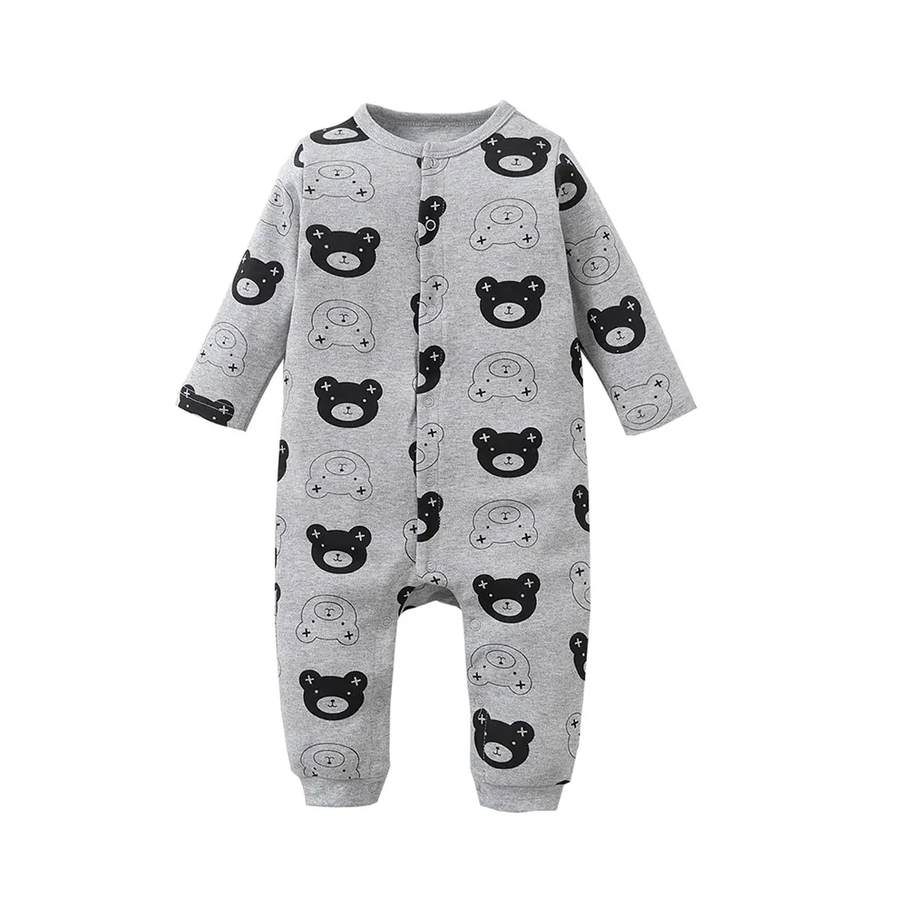 Frühling Herbst 100% Baumwolle Langarm Umschlag Kragen Baby Jungen Stram pler Onsie Pyjamas Unisex Baby Stram pler Jumps uit