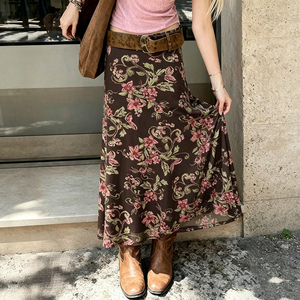 Nouvelle jupe midi en maille droite, imprimé floral vintage chinois, légère et luxueuse, polyvalente, élégante, flatteuse, tendance et décontractée - Product Image 2