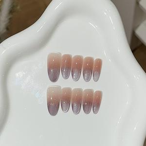 <span class=keywords><strong>Uñas</strong></span> Postizas Hechas a Mano, Diseño <span class=keywords><strong>de</strong></span> <span class=keywords><strong>Uñas</strong></span> con Purpurina, Estilo Burbuja Aurora Rosa Ángel Y2K, para Chicas Modernas - Product Image 3