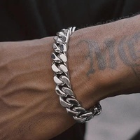 316L Stainless Steel 18K PVD Gold or Silver or Black Plated Wholesale Fashion Jewelry Cuban Chain Bracelet for Men Wear
