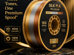 Filamento para Impresora 3D Yiqiu3D Silk PLA, Degradado Tricolor, 1.75mm, 1kg, 330m, Dorado, Plateado, Bronce, Moldeo 3D, 220C, Bambu Lab - Product Image 1