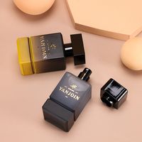 Flacon de parfum en verre de luxe carré sur mesure, 50 ml, 100 ml, flacon de parfum vide noir avec boîte