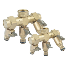 YOD Distributeur <span class=keywords><strong>de</strong></span> tuyau d'arrosage robuste en laiton massif à 3 voies avec <span class=keywords><strong>robinet</strong></span> d'arrêt 3/4 pouce pour irrigation extérieure - Product Image 3