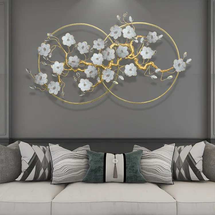 Wall Decor Display Bedroom And Living Room Lobby Gold Frame Art Hanging Flower Home Metal Wall Art Decor