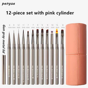 Ensemble d'outils de <span class=keywords><strong>manucure</strong></span> DIY tête plate Nylon Nail Art UV Gel Extension Builder Liner Hair Shape Painting Carving Crimped Ustensiles - Product Image 2