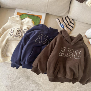 ABC Hoodie Moyen Pull pour Garçons Filles Nouvelle Lettre Enfants Automne Hiver Plus Cachemire Casual Suit Preppy Style Toile - Product Image 2