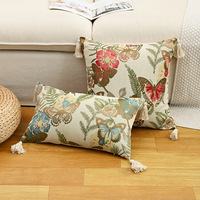 Coussin rectangulaire brodé de style rétro pastoral nordique et américain pour canapé, salon et décoration intérieure