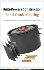 Ensemble de cuisine portable pour le camping en plein air, 4-5L, poêles antiadhésives anodisées avec couvercle pour cuisinière à gaz - Product Image 2