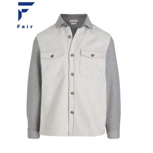 Tendance personnalisée décontracté unisexe Fit Shacket bouton vers le bas <span class=keywords><strong>surchemise</strong></span> bloc de couleur veste de chemise en tricot - Product Image 1