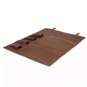 BSCI Factory Portable Vintage <b>Leather</b> Kitchen Knife Bags Travel Waxed Canvas Chef Knife <b>Roll</b> - Product Image 6