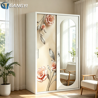 Armoire métallique personnalisable à 2 portes coulissantes avec miroir et tringle de suspension, verrouillable, pour chambre à coucher
