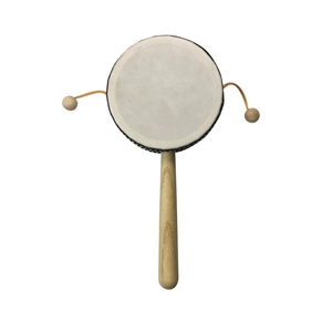 Wholesale Natural Wood Rattle <b>Drum</b> Double Sided Hand Shake Tambourine Baby Shaker Toy <b>For</b> Toddler Auditory Sensory - Product Image 1