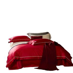 Color Of Color Textiles Wedding <b>Bedding</b> <b>Set</b> 120Tc Red Solid Color Modern Chinese Style Machine Washable - Product Image 5