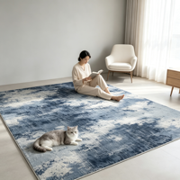 Tapis d'intérieur en polyester bleu dégradé abstrait vintage, personnalisé, antidérapant, fabriqué à la machine, grande taille, pour salon, décoration intérieure