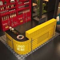 Comptoir de réception en métal à hauteur réglable, design moderne et luxueux, source d'usine, comptoir commercial multifonctionnel pour supermarché