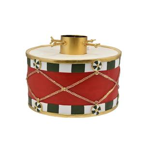 Base de tambour en résine or et rouge 40x30cm - Product Image 1