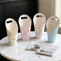 Boîte à fleurs à pois pastel avec poignée colorée, conteneur de transport, vase cadeau, vente en gros pour fleuristes