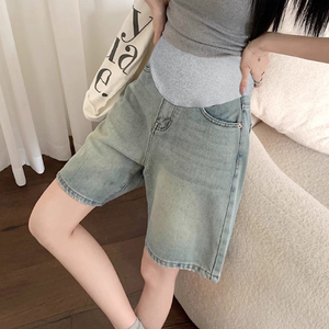 Nouveau <span class=keywords><strong>short</strong></span> <span class=keywords><strong>en</strong></span> <span class=keywords><strong>jean</strong></span> respirant pour femmes enceintes taille élastique décontracté soutien du ventre Version coréenne lâche maternité été Shorts - Product Image 4