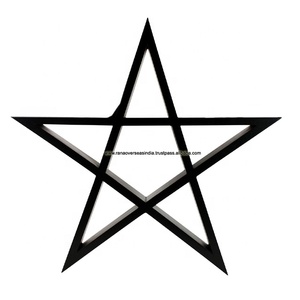 Étagère ronde en fer de grande taille Pentagramme Noir pour la décoration de Noël à la maison - Product Image 1