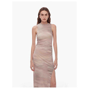 Abito Lungo in Maglia Senza Maniche con Spacco in Misto Lana Fine, Modello "Half Summer Ball" - Product Image 1