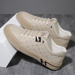 Men's <b>Height</b> <b>Increasing</b> Sneakers Leather White Casual Shoes Slip-On Fashionable Trendy Adult 18-59 Wenzhou Zhejiang - Product Image 1