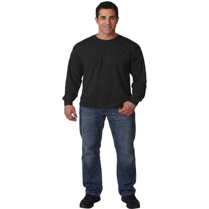 T-shirt pour homme en coton 100% de haute qualité, 180 g/m², manches longues fines, col rond, t-shirt à manches longues pour homme - Product Image 1