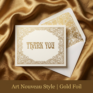 Cartes de remerciement de luxe gaufrées avec dorure à chaud, logo personnalisé imprimé, avec enveloppes, OEM - Product Image 1