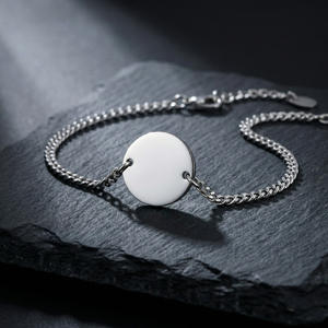 Hot-selling Stainless Steel Men's and Women's <b>Couple</b> <b>Bracelets</b> Round Pendant <b>Bracelets</b>, Customizable with Engraved Logos - Product Image 6