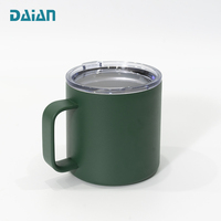 Mug à café isotherme personnalisé de 14 oz avec poignée et couvercle, tasse de voyage en acier inoxydable à double paroi sous vide, pour boissons chaudes et froides, anti-fuite