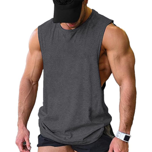 Customized <strong>Men</strong> Workout Tank Top Gym Bodybuilding <strong>Sleeveless</strong> Muscle Large Arm Holes Woven Quick Dry Spandex/Cotton Prevent <strong>Tshirt</strong> - Product Image 1
