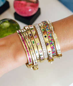 新款定制魅力手镯镀金彩虹方形闪亮5A立方锆石时尚手镯女士首饰 - Product Image 5