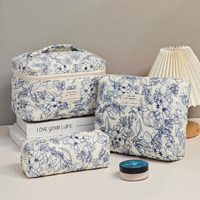 Sac de toilette personnalisé de style pastoral campagnard, imperméable, durable, avec logo personnalisé, souvenir, imprimé floral léopard, sac à maquillage