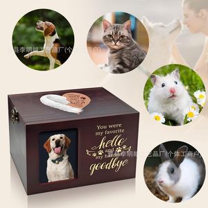 Wooden Pet Urn With Photo <b>Frame</b> Rectangle For Cats And Dogs <b>Memorial</b> Funeral Use - Product Image 1