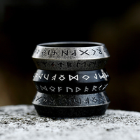 Bague en acier inoxydable Tempusort style vintage viking avec texte, pour homme, idéale pour les anniversaires et les fêtes - Vente en gros de bijoux de mode