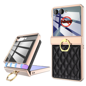 เคสหนังเทียมหรูหราพร้อมที่ยึดแม่เหล็กสำหรับ Galaxy Z Flip 6 7 8 ลายเพชร เคสโทรศัพท์แบบพับได้ - Product Image 6