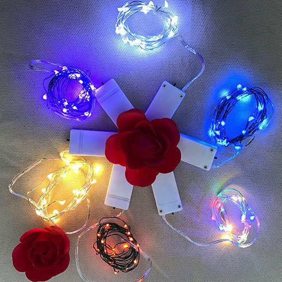 Mini Red Clear Blue String Lights Battery-Operated LED Fairy Christmas Tree Lights Sparkling Indoor Home Holiday Copper Plastic
