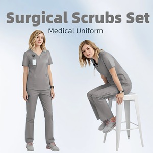 Women's Medical Scrub Suits Split Set Moisture Wicking Woven Fabric Hospital Uniforms For Nurses Doctors European American Style - Product Image 3