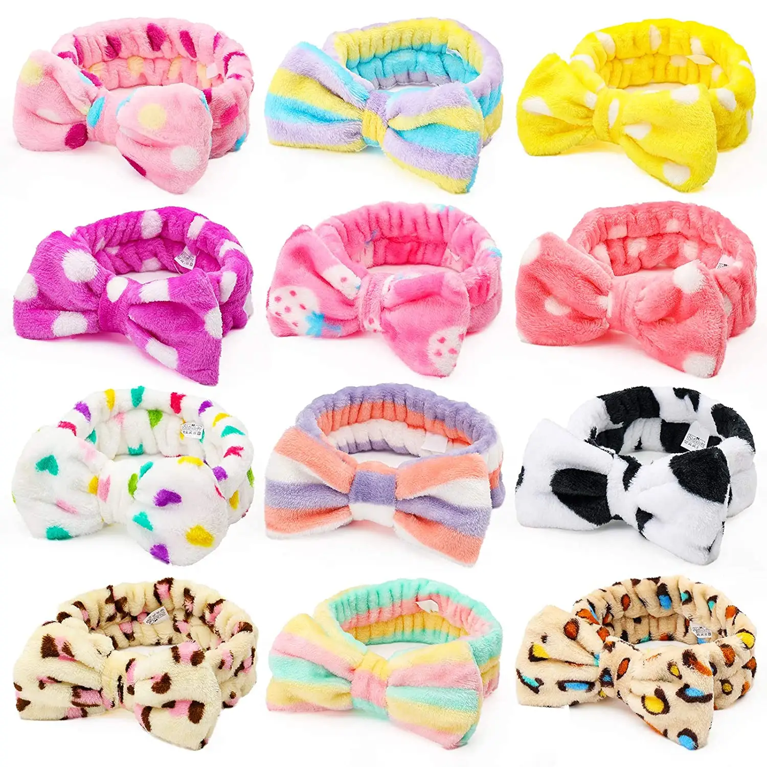 Bow Hair Band Makeup Spa Headband Soft Coral Fleece Head Wraps for Washing Face Shower Spa