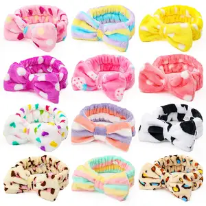Bow Hair Band Makeup Spa Headband Soft Coral Fleece Head Wraps for Washing Face Shower Spa
