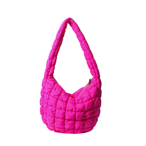 Cloud-Shaped Pleated Large Bag Heart-Shaped Down-Filled Stitching Lightweight Zipper Closure Everyday Outfits Women's Shoulder - Product Image 5