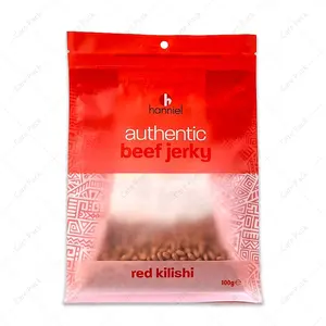Custom Logo Heat Seal Moisture Proof Plastic 8 Side Sealed Beef Jerky Biltong Packaging Bags With Tear Notch