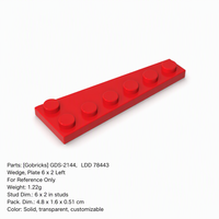 Gobricks GDS-2144 Pièces de construction 78443 Plaque en coin 6x2 Gauche Briques de construction en vrac Pièces détachées compatibles MOC Plaque en plastique