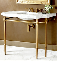 Table de toilette pour chambre d'hôtel de luxe, coiffeuse, meuble-lavabo en acier inoxydable finition laiton satiné doré, aspect luxueux 2026