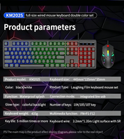 Ensemble clavier et souris de jeu mécanique KM2025, 104 touches, rétroéclairage RGB, étanche 5M, câble de 1,35 m, léger, 435g