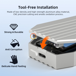 Безвинтовой корпус для M.2 NVMe SSD 40 Гбит/с из алюминиевого сплава с USB4 Type-C, вентилятором охлаждения, поддержкой PCIe 2280, совместимый с TB4 - Product Image 5