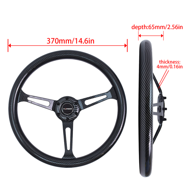 Universal Carbon Fiber Print Racing Steering Wheel with 3 Spokes Car Steering Wheel