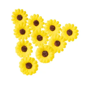 Yellow artificial sunflower heads for making flower ball
